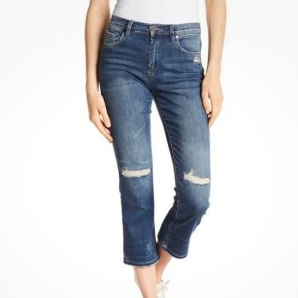 Blank NYC The Micro High Rise Distressed Cropped Straight Leg Jeans NWT | Size 2 - Picture 1 of 7